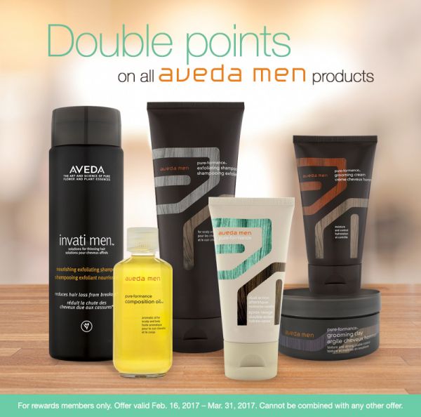 Aveda products for men on display