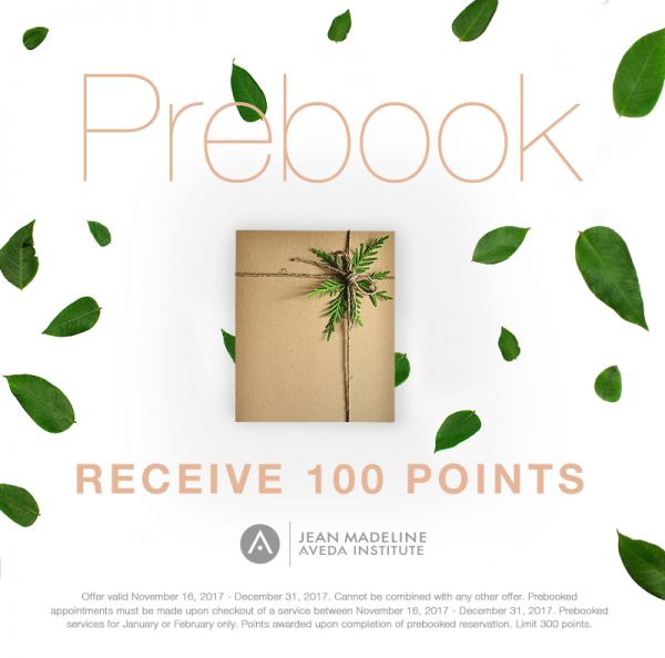 Graphic saying prebook 100 points salon benefits offer