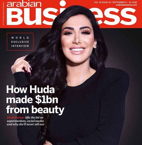 Huda Kattan on the cover of Arabian Business