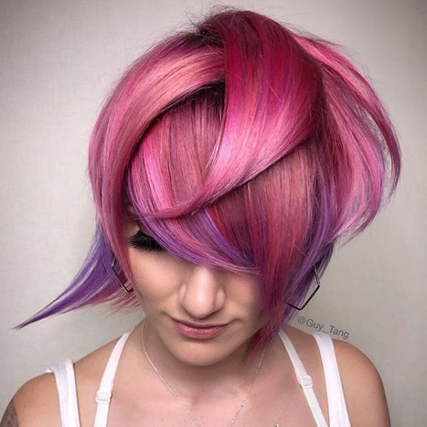Pink and purple pixie cut from instagram