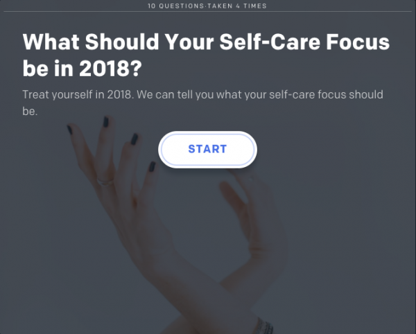 Graphic to take a quiz about self care in 2018